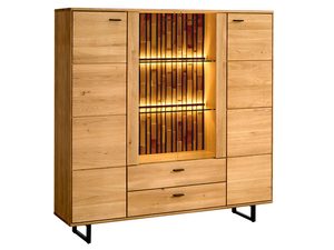 Miniaturka 12 - Drewniana witryna z podświetleniem LED, styl loftowy, dąb litego drewna