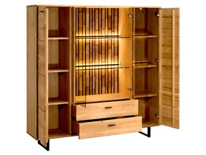 Miniaturka 1 - Drewniana witryna z podświetleniem LED, dąb litego drewna, styl industrialny