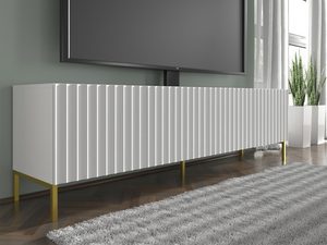 Miniaturka 8 - Nowoczesna biała szafka RTV z pionowymi listwami, styl skandynawski