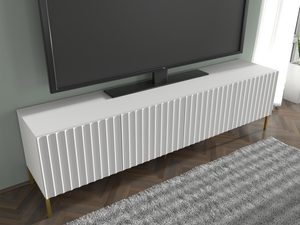 Miniaturka 9 - Nowoczesna biała szafka RTV z pionowymi listwami, styl skandynawski