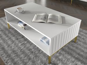 Miniaturka 9 - Detal białej ławy z frezowanymi frontami, styl minimalistyczny