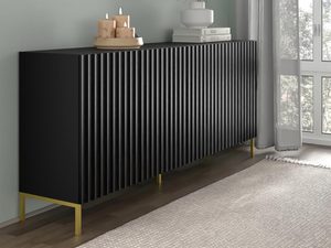 Miniaturka 5 - Detal pionowych listew szafki RTV czranej , styl minimalistyczny