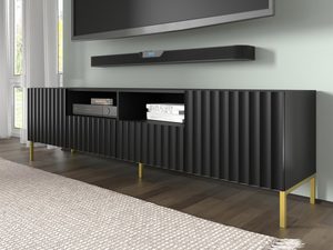 Miniaturka 8 - Detal pionowych listew szafki RTV, styl minimalistyczny