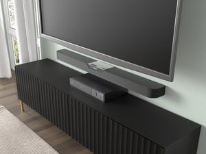 Miniaturka 5 - Nowoczesna czarna szafka RTV z pionowymi listwami, styl loftowy