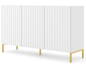 Miniaturka 8 - Nowoczesna biała komoda z pionowymi listwami, złote nóżki, styl glamour