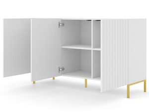 Miniaturka 9 - Biała komoda z pionowymi listwami, otwierane drzwi, styl minimalistyczny