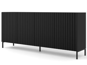 Miniaturka 3 - Czarna szafka RTV z pionowymi listwami, styl nowoczesny, czarne nóżki
