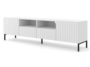 Miniaturka 10 - Przestronna biała szafka RTV z pionowymi listwami, styl skandynawski