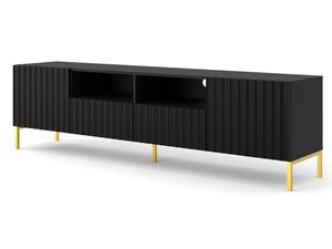 Miniaturka 1 - Nowoczesna czarna szafka RTV z pionowymi listwami, styl industrialny