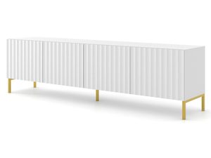 Miniaturka 11 - Nowoczesna biała szafka RTV z pionowymi listwami, styl minimalistyczny