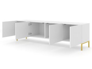 Miniaturka 12 - Nowoczesna czarna szafka RTV z pionowymi listwami, styl industrialny