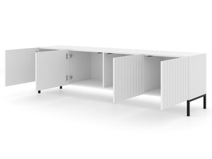 Miniaturka 14 - Nowoczesna biała szafka RTV z pionowymi listwami, styl minimalistyczny