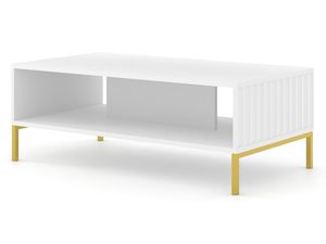 Miniaturka 6 - Nowoczesna biała ława z pionowymi listwami, złote nogi, styl glamour