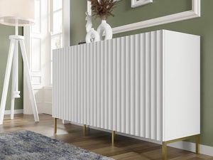 Miniaturka 12 - Biała komoda z pionowymi listwami, styl skandynawski, złote nóżki