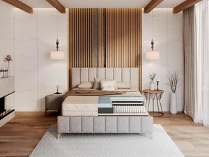 Miniaturka 1 - Detal materaca z pokrowcem z włóknami bambusa kolor biały