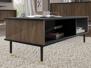 Miniaturka 3 - Czarny stolik kawowy z otwartymi półkami