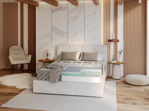 Miniaturka 2 - Przekrój materaca z pianką lateksową i sprężynami kieszeniowymi kolor biały i zielony