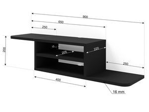 Miniaturka 16 - Wisząca szafka RTV z półkami i czarnymi frontami kolor czarny