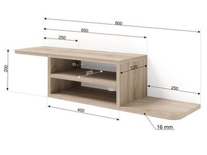 Miniaturka 14 - Wisząca szafka RTV z dębowymi półkami do salonu kolor dąb