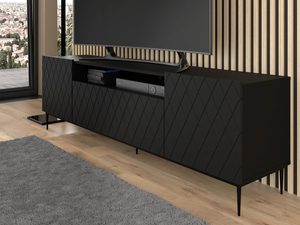 Miniaturka 3 - Czarna komoda w stylu minimalistycznym w aranżacji salonu