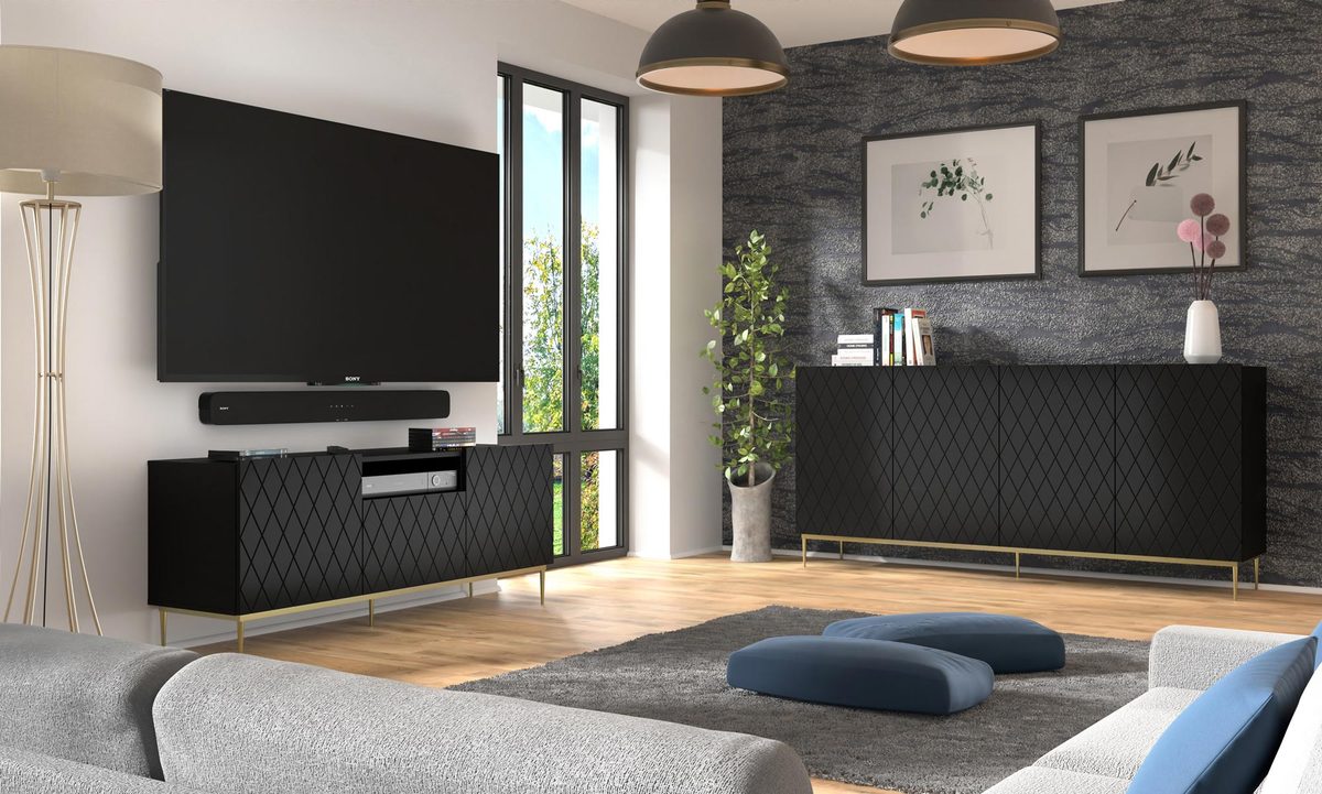 Salon Bellagio czarne meble