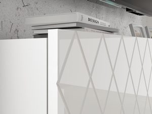 Miniaturka 13 - Biała komoda z pikowanymi frontami i czarnymi nogami w nowoczesnym stylu