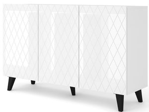 Miniaturka 8 - Nowoczesna komoda z białymi frontami i czarnymi nogami do salonu