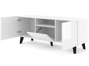 Miniaturka 9 - Szafka RTV na czarnych nóżkach z białymi frontami