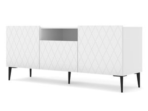 Miniaturka 5 - Biała komoda z pikowanymi frontami i czarnymi nogami w minimalistycznym stylu