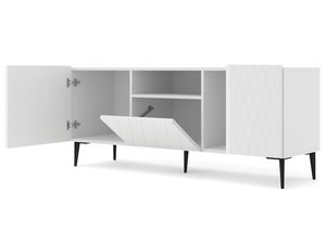 Miniaturka 6 - Biała komoda z pikowanymi frontami i czarnymi nogami w industrialnym stylu