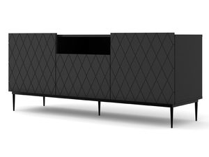 Miniaturka 1 - Nowoczesna komoda z czarnymi frontami i czarnymi nogami w glamour stylu do salonu