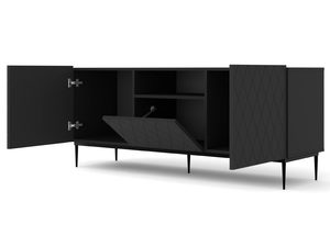 Miniaturka 2 - Nowoczesna komoda z czarnymi frontami, pikowanym wzorem