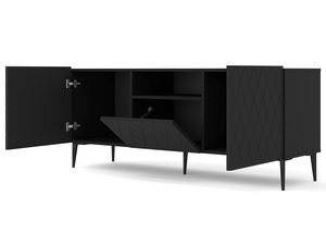 Miniaturka 2 - Nowoczesna szafka RTV w kolorze czarnym z metalowymi nogami