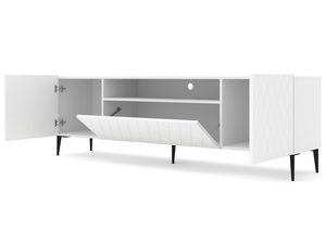 Miniaturka 7 - Komoda z białymi frontami, pikowanym wzorem i czarnymi nogami