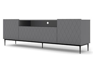 Miniaturka 14 - Szara komoda RTV z geometrycznym frontem