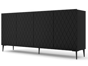 Miniaturka 1 - Komoda z czarnymi, pikowanymi frontami i smukłymi metalowymi nogami w stylu industrialnym