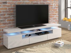 Miniaturka 5 - Biała szafka RTV z podświetleniem LED i szufladą w minimalistycznym stylu