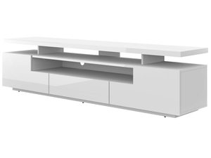 Miniaturka 3 - Szafka RTV z białym korpusem i otwartymi półkami w skandynawskim stylu