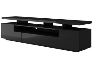 Miniaturka 1 - Nowoczesna szafka RTV z czarnym korpusem i otwartymi półkami
