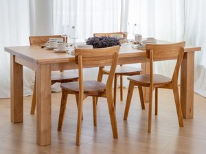Miniaturka 2 - Drewniany stół dębowy z krzesłami, styl skandynawski