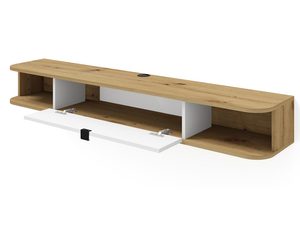 Miniaturka 2 - Dębowa półka RTV z białą szufladą