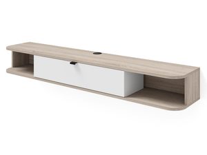 Miniaturka 16 - Dębowa półka RTV z białą szufladą i zamkniętą wnęką, nowoczesny design