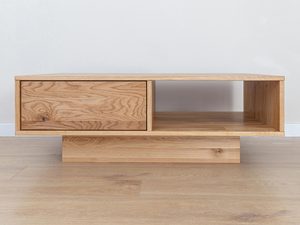 Miniaturka 3 - Minimalistyczny stolik kawowy z półkami, naturalne drewno