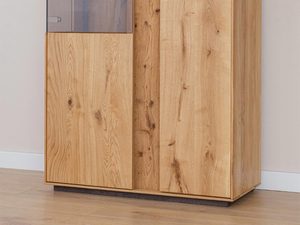 Miniaturka 2 - Przeszklona witryna dębowa z półkami, solidne drewno