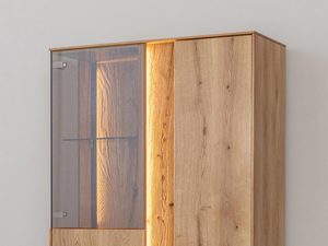 Miniaturka 5 - Przeszklona witryna dębowa z półkami, solidne drewno