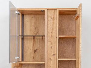 Miniaturka 4 - Nowoczesna witryna dębowa z przeszkleniem i półkami