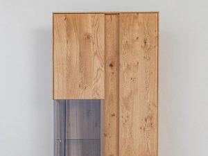 Miniaturka 1 - Witryna z litego drewna dębowego i szklanym frontem