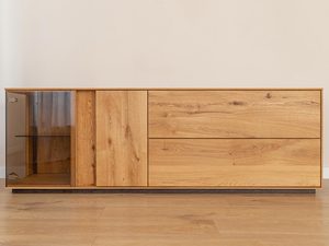 Miniaturka 2 - Komoda RTV dębowa z półkami i przegrodami