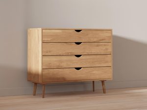 Miniaturka 1 - Nowoczesna komoda dębowa na smukłych drewnianych nogach