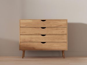 Miniaturka 2 - Komoda drewniana z czterema szufladami, naturalne drewno dębowe